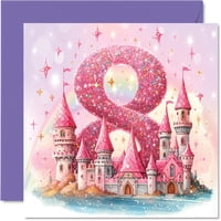 Tarjeta De Cumpleaños Stuff4 Fairy Princess Castle Para Niña Que Cumple 8 Años