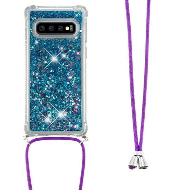 Funda FOXDOCK para Samsung Galaxy S10 Plus con Cuerda Ajustable, Brillo Líquido, Protección Antigolpes y Lente – Ideal para Regalo