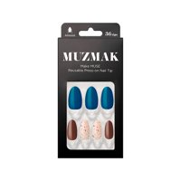 Muzmak - - Uñas Press On Blue Green Chip Almond 36 U.