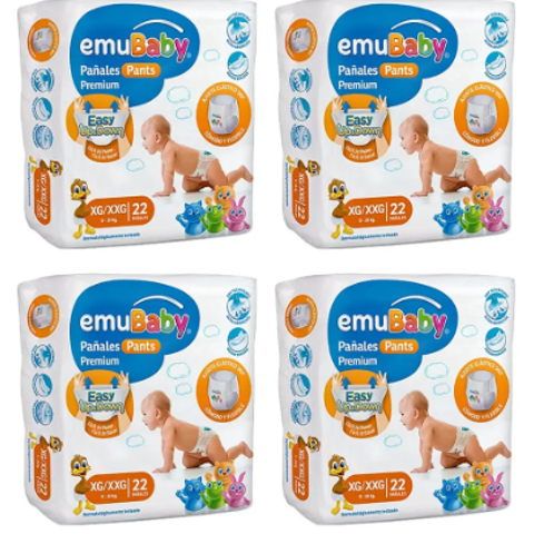 Pack X4 Pañales Emubaby Pants Xg/Xxg
