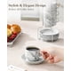 thumbnail image 5 of MALACASA Juego de 4 Tazas de Espresso de 4 oz de Porcelana con Platillos y Soporte Metálico, Apilables, Tazas para Cappuccino, Set Gris Mármol para Bebidas de Café, Latte y Té, 5 of 9