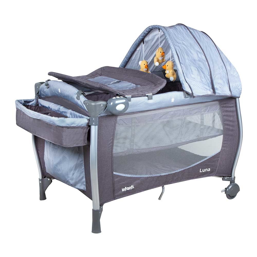Infanti - Cuna Playard Luna Gris Dots