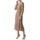 thumbnail image 4 of INSPIRE CHIC Vestido de Mujer con Mangas Largas de Linterna, Cuello Redondo, Cintura Alta, Vestido Midi, Talla Mediana, Caqui, 4 of 5