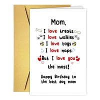 Tarjeta De Cumpleaños Rualove Cute Dog Mom Con Sobre Y Bolsa