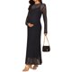 thumbnail image 4 of INSPIRE CHIC 2 PCS Conjunto de Vestido de Maternidad para Sesión de Fotos Vestido de Encaje de Manga Larga con Camiseta Interior a Juego M Negro, 4 of 6