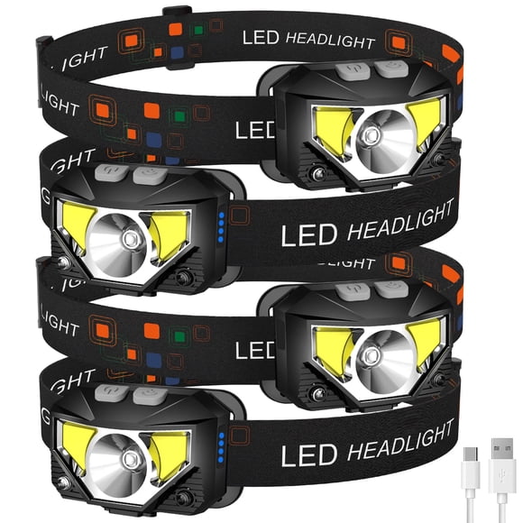 Linterna Frontal LHKNL Paquete de 4 Ultra Brillante LED Recargable