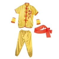 Magideal - Traje Tradicional Chino De Wushu, Uniforme Tai, Traje De Ejercicio Qigong, Trajes De Artes Marciales Para Adultos Y Niños, Comodidad Ligera , Amarillo 130
