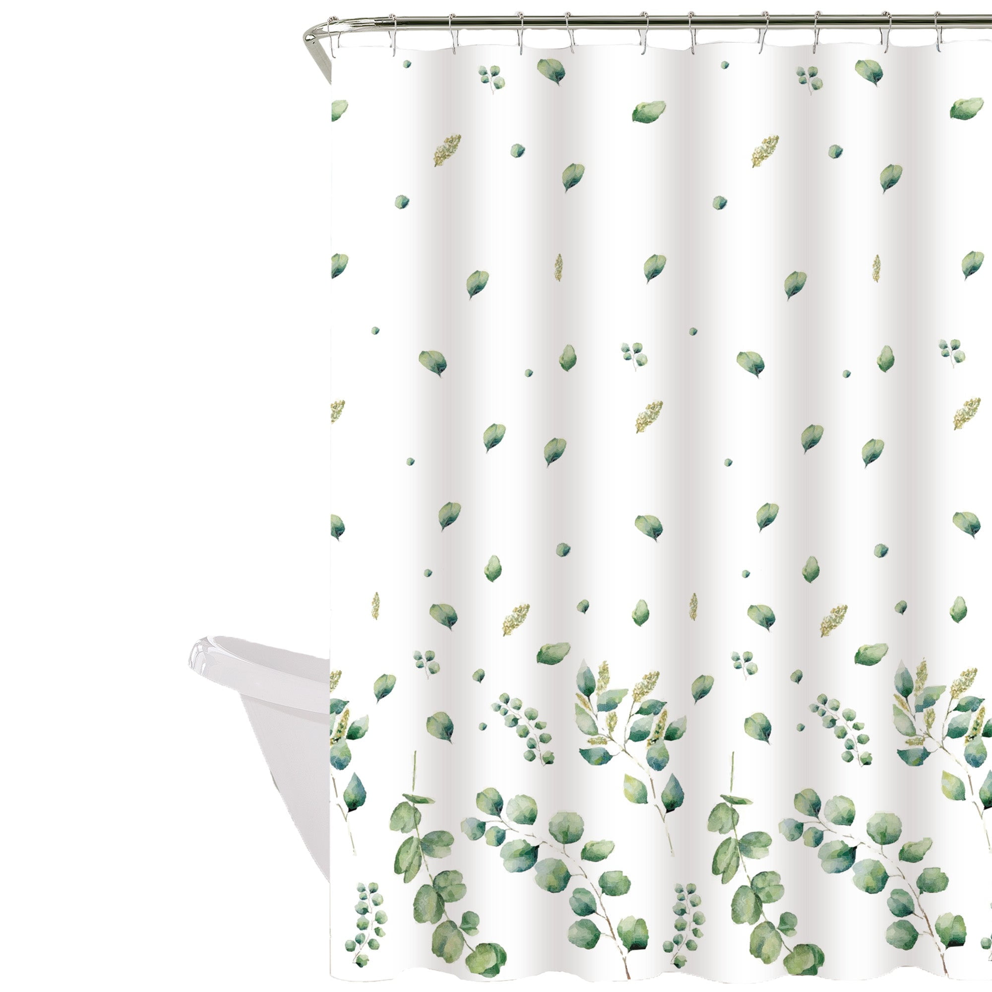 Decoexpress - Cortina De Baño 180x180 Impermeable + 12 Ganchos Eucalipto