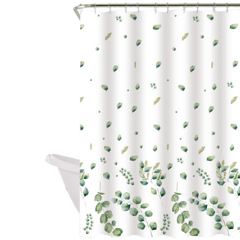 Decoexpress - Cortina De Baño 180X180 Impermeable + 12 Ganchos Eucalipto