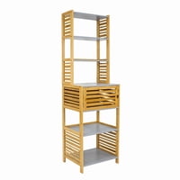 Wakeshome - Estante De Madera 7 Niveles Organizador Cocina/ Baño Repisa Marrón Claro