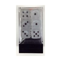 Juego De Dados Chessex D&D 16 Mm, Plástico Esmerilado Transparente/Negro X12
