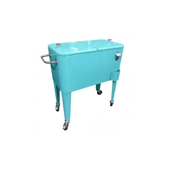 Cooler Retro Turquesa Con Ruedas