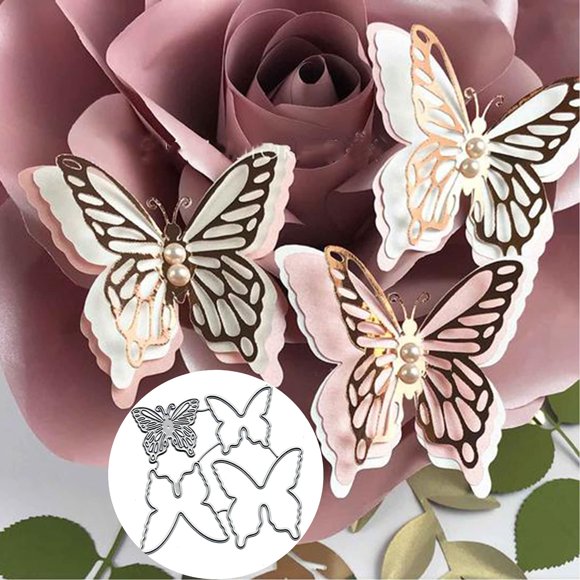 Troqueles metálicos de mariposa para scrapbooking, 4 piezas