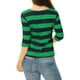 thumbnail image 5 of INSPIRE CHIC Camisetas a Rayas de Regreso a Clases para Mujer Ajustadas con Mangas al Codo y Cuello de Barco Talla L Verde Oscuro, 5 of 7