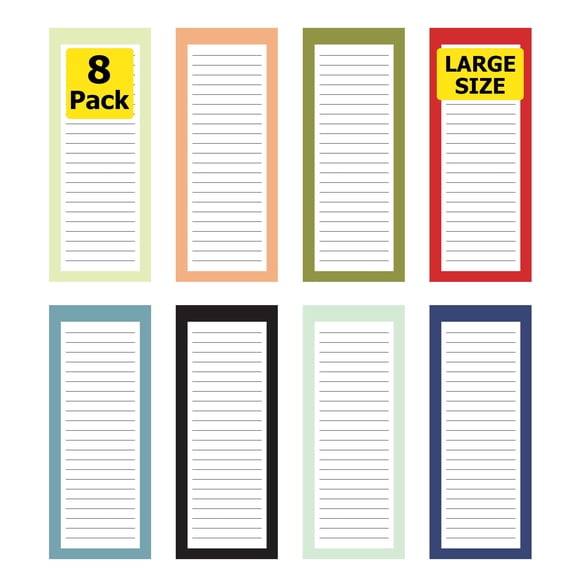 Bloc de notas Modern Shop pack de 8, 23 × 9 cm, colores sólidos