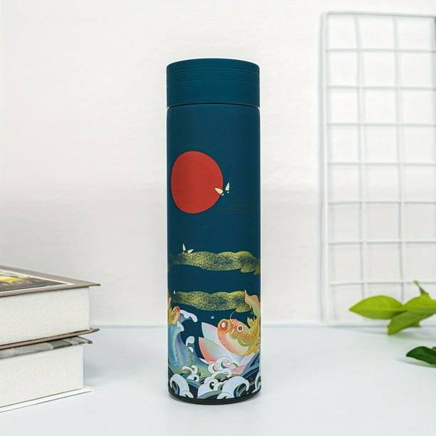 16.9oz Stainless Steel Vacuum Cup - Chinese Style Cartoon Pattern Insulated Water Cup - Keep Drinks Cold & Hot!