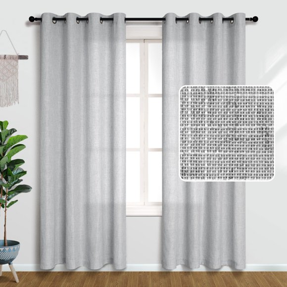 Cortinas Pitalk de lino gris claro, 214 cm de longitud, 2 paneles, 84 litros