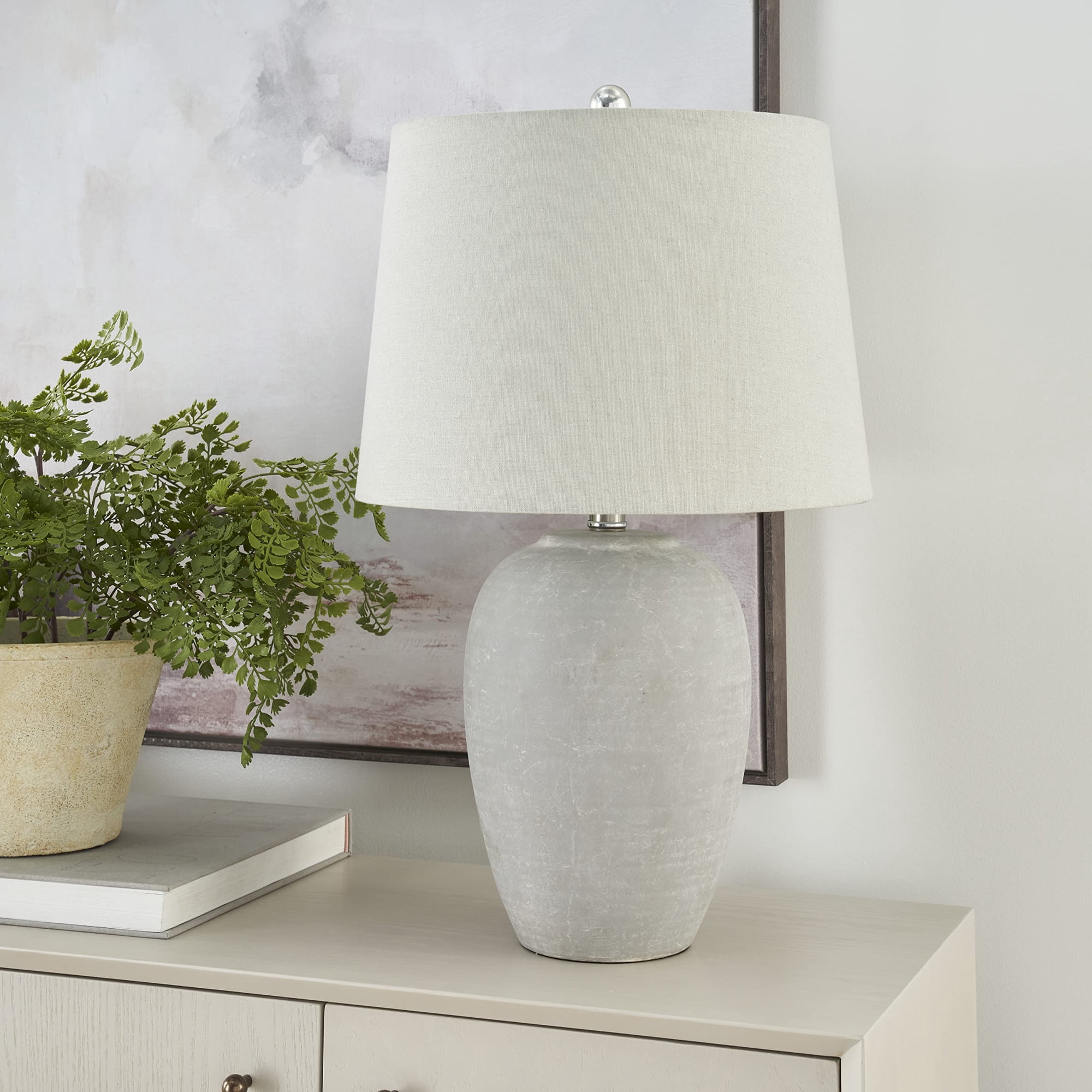 Nourison - Lámpara Home Vintage De Cerámica Gris De 58 Cm Con Pantalla
