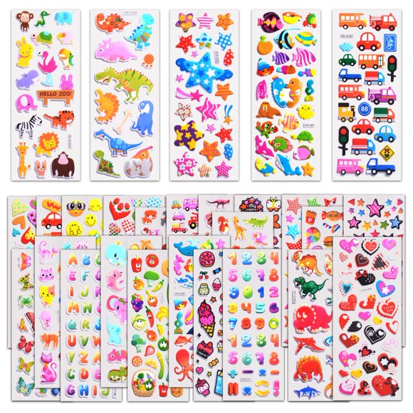 Pegatinas SWARKOL 3D Puffy para más de 1000 niños con 40 hojas diferentes
