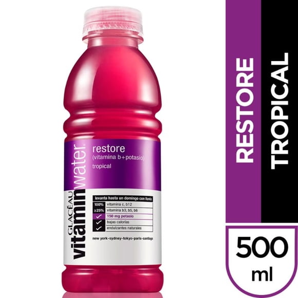 Agua Saborizada Restore Tropical Botella, 500 ml