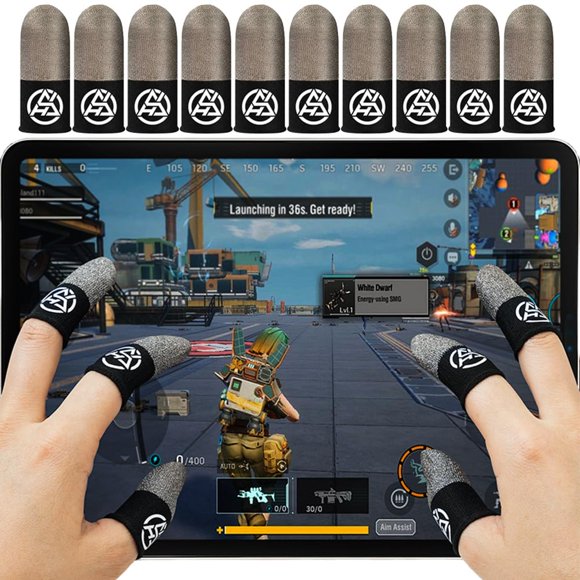 Cubiertas para dedos gaming PXIRQ pack de 10, fibra de plata 0,3 mm