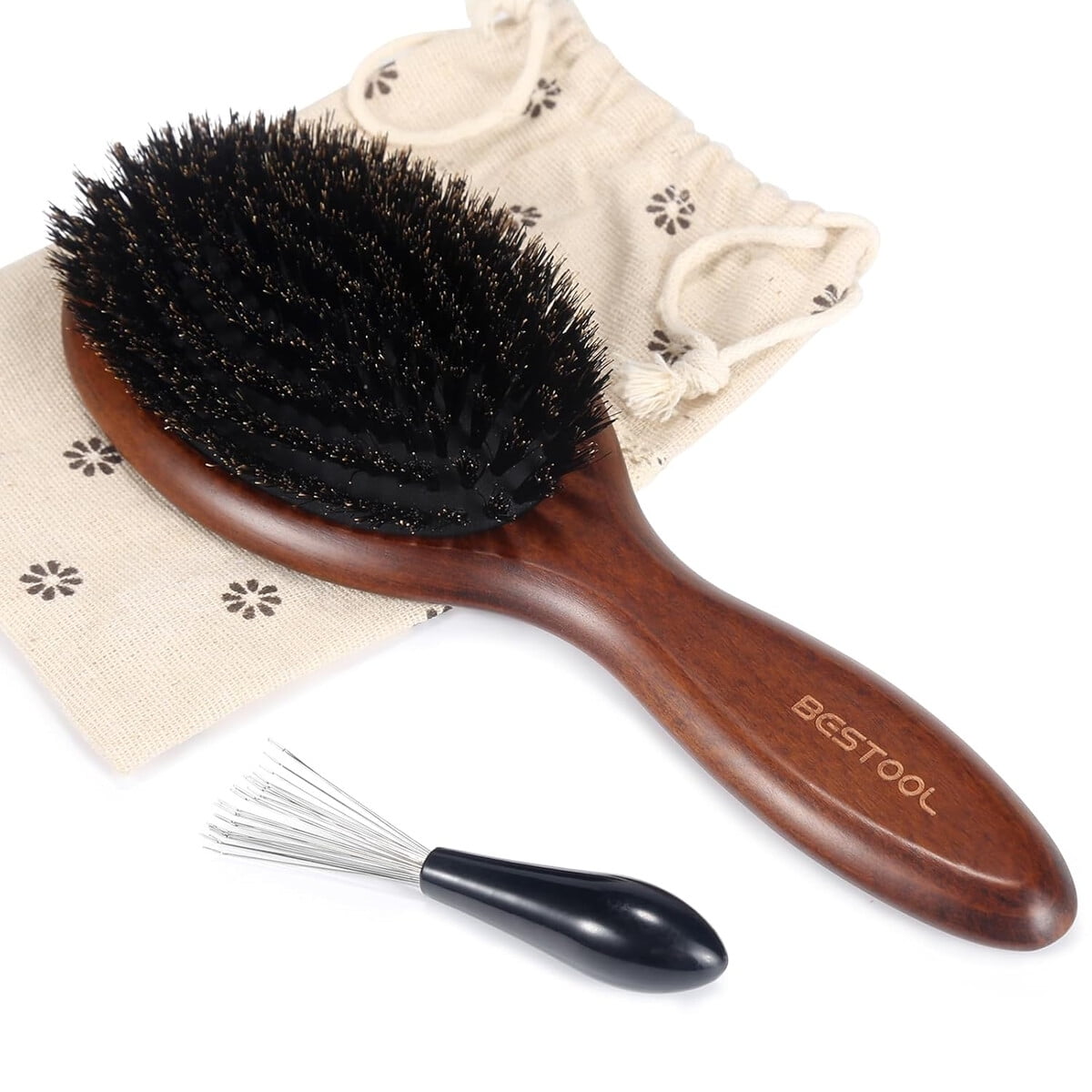 Bestool - Cepillo De Pelo Cerdas De Jabalí Madera Ovalado
