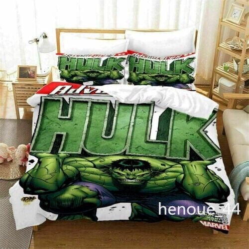 Superhero Hulk Duvet Quilt Cover Bedding Set with Pillow Cases 3-Piece Bedding Set (1 Duvet Cover + 2 Pillow Shams)