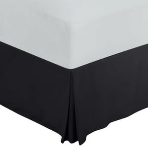 Faldon Cama King Negro Liso Elasticados Premium Aura Zeus