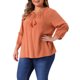 thumbnail image 4 of Agnes Orinda Conjuntos de Halloween Blusas de Mujer Talla Grande con Flecos y Lazo en el Cuello V Manga 3/4 Talla 2X Naranja, 4 of 6