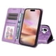 thumbnail image 2 of Funda tipo cartera FOXDOCK para iPhone 16 Plus , diseño girasol en relieve, cuero PU, cierre magnético, soporte y tarjetero, 2 of 5