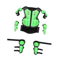 Magideal - Traje De De Cuerpo Completo Para Motocicleta Para Niños Con Almohadilla De Protección Para Hombros, Brazos, Codos Y Rodillas Verde