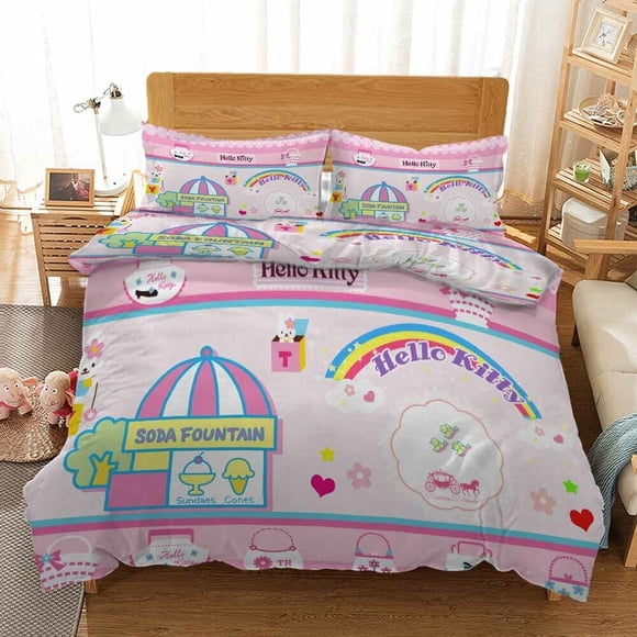 Ice Cream Shop Duvet Quilt Covers Pillow Case Bedding Sets3-Piece Bedding Set (1 Duvet Cover + 2 Pillow Shams)