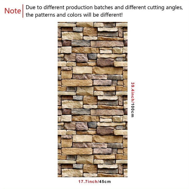 1 Roll Vintage Brown Stone Brick Wallpaper Peel And Stick Refrigerator Speaker Dryer Cabinet Oven Appliance Furniture Home Decor Room Background Kitchen Wallpaper 39.4inchX17.7inch