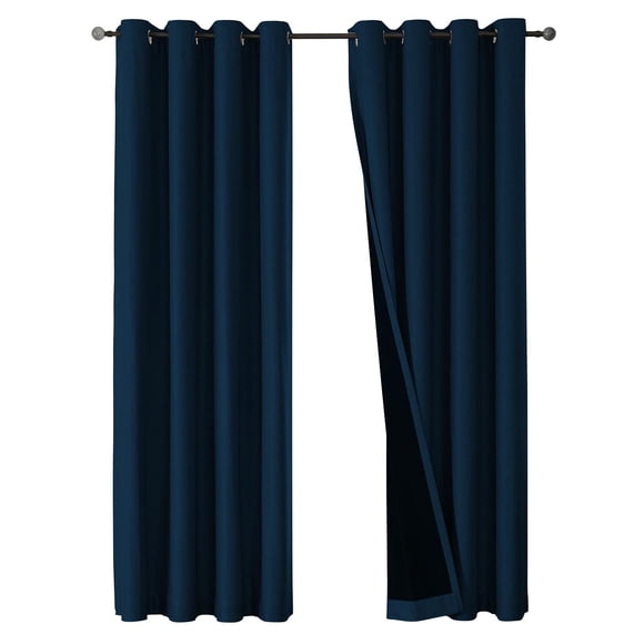 Cortina Blackout 100% 1 Paño 140x230cm Textura Lino azul oscuro