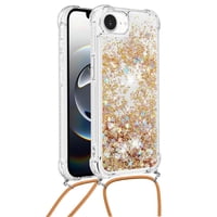 Funda Foxdock Para Iphone 16E Con Cuerda Ajustable, Brillo Líquido, Protección Antigolpes Y Lente – Ideal Para Regalo
