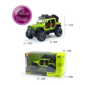Total Click - Juguete Auto Jeep Wrangler A Escala 1:24 Verde Infnatil