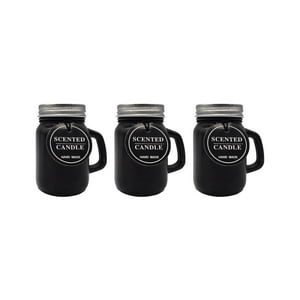 Fliperex - Set 3 Velas Aromatica Elegantes Taza Fragancia Duradera Deco Negro