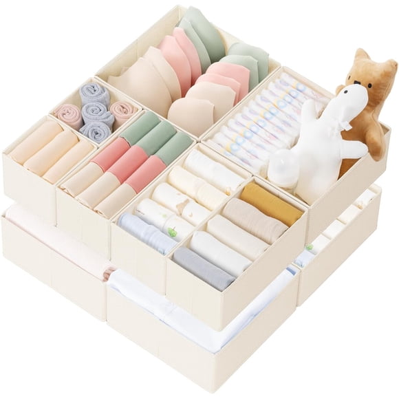 Organizador de Cajones Criusia Kit de 10, 11 x 11 x 4,5 in, Beige