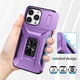 thumbnail image 4 of Funda Armada para iPhone 13 Pro Max con Tapa Deslizante y Soporte Magnético Giratorio Morado, 4 of 5