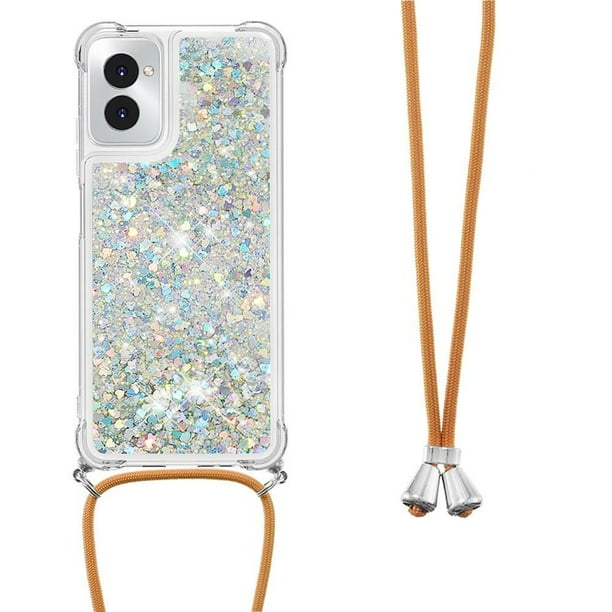 Funda FOXDOCK para Motorola Moto G Power 5G 2024 con Cuerda Ajustable, Brillo Líquido, Protección Antigolpes y Lente – Ideal para Regalo
