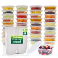 Recipientes De Almacenamiento De Alimentos Freshware De 8 Onzas [Juego De 50] Con Tapas