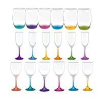 Set 18 Vasos Copas Cristar Fondo Color Celebracion Fiestas