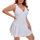 thumbnail image 4 of Agnes Orinda Traje de Baño para Mujer Talla Grande Vestido de Baño con Aumento y Control de Abdomen Traje de Baño de Verano para Vacaciones en la Playa con Pantalones Cortos Integrados 1X Blanco, 4 of 9