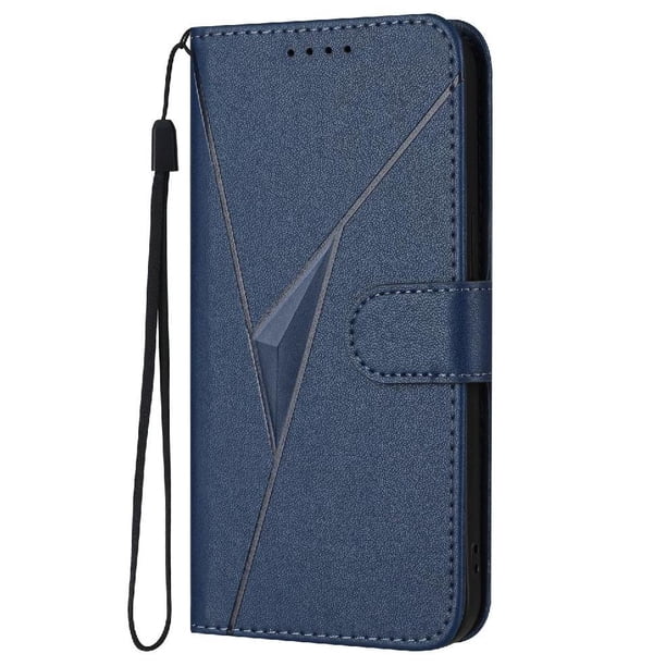 Funda Cartera Fibra de Carbono para Motorola Edge 30 Neo con Soporte y Cierre Magnético Azul