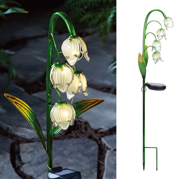 Luz decorativa solar para jardín con estaca, flor de vidrio VCUTEKA