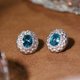 thumbnail image 3 of Aretes de Botón Azules con Forma Ovalada Simulada para Mujer con Acabado Cepillado Elegantes Aretes de Botón de Plata Esterlina Aretes de Botón de Diamante Simulado con CZ para Mujer, 3 of 6