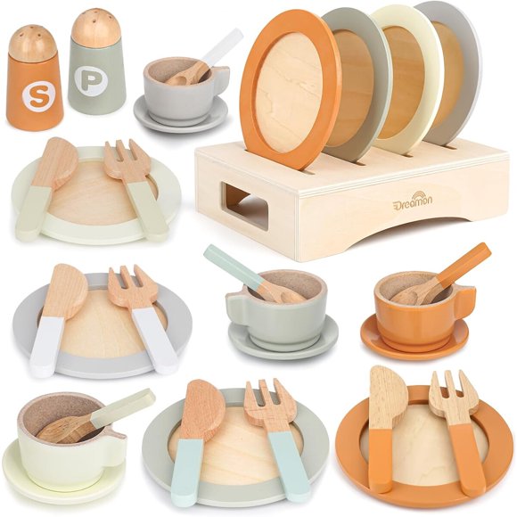 Vajilla de Juguete de Madera Dreamon de 27 Piezas