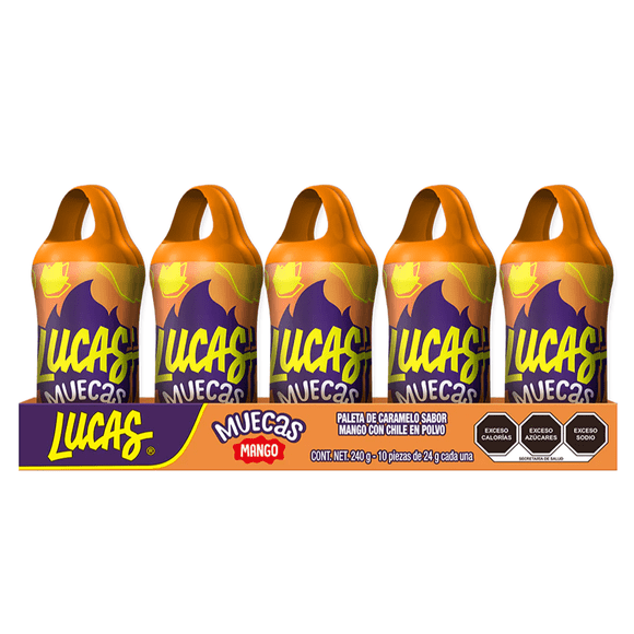Chupete De Caramelo Enchilado Mango Muecas 10 Un X 24g