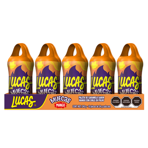 Lucas - Chupete De Caramelo Enchilado Mango Muecas 10 Un X 24G
