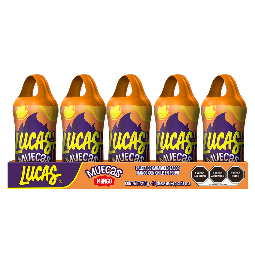 Lucas - Chupete De Caramelo Enchilado Mango Muecas 10 Un X 24G